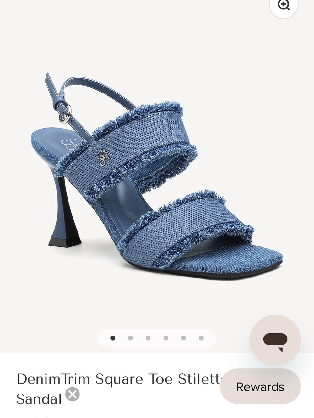 Denim-Trim Square Toe Stiletto Sandal - Blue